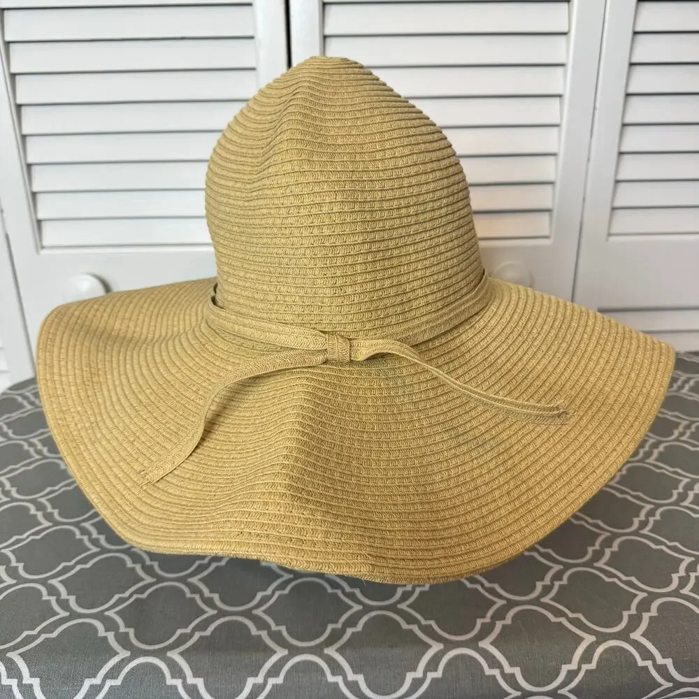 Sun and Sand Large Floppy Straw Beach Hat Summer Vacation Beach Pool Cruise Tan